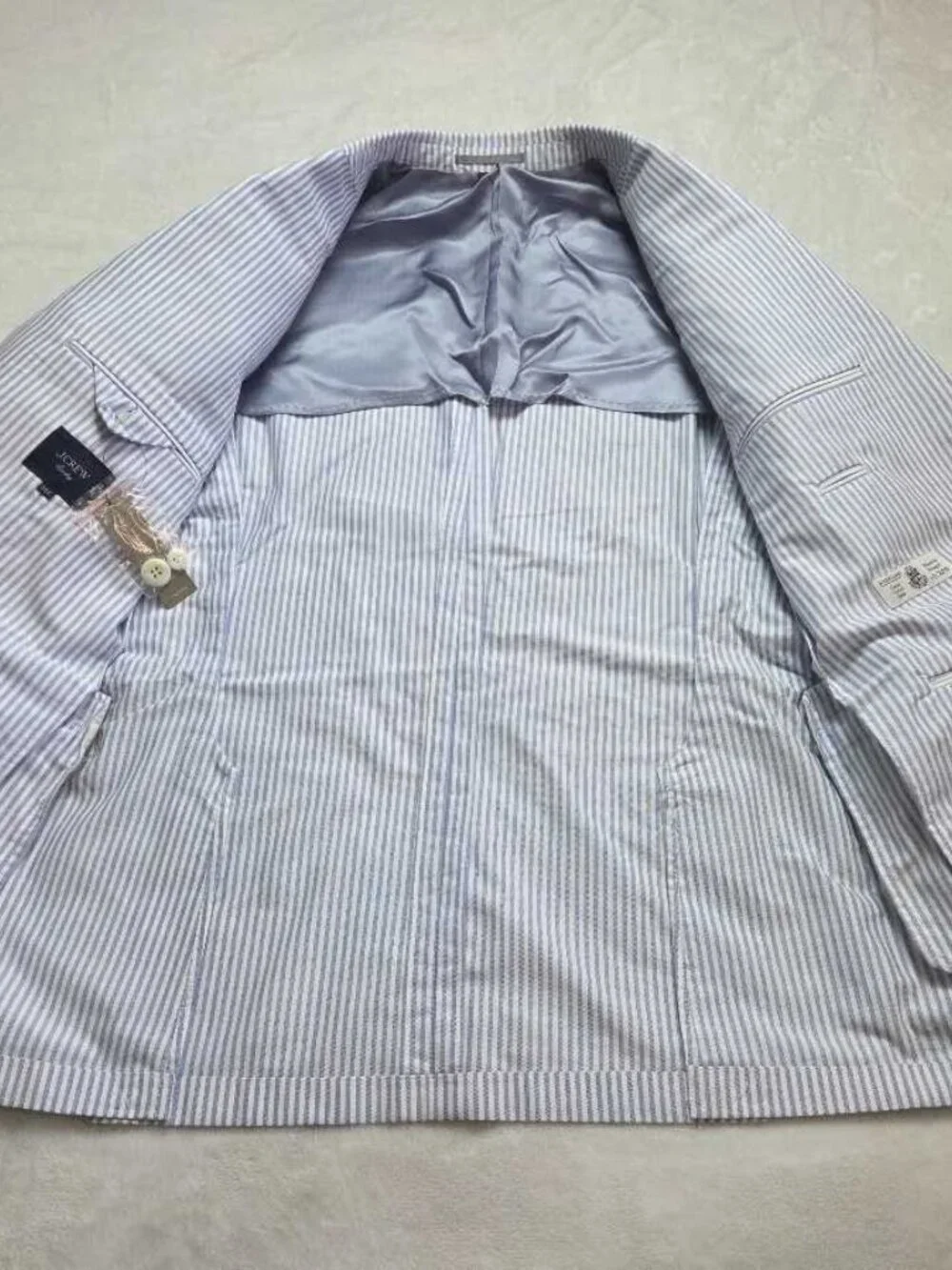 New 38R J.Crew Crosby classic-fit suit jacket in Portuguese cotton oxford stripe